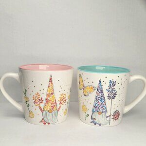 Seeds & Sunshine GNOME Mug LOT of 2 - Ceramic - Faux Crazing Large Sz 18oz